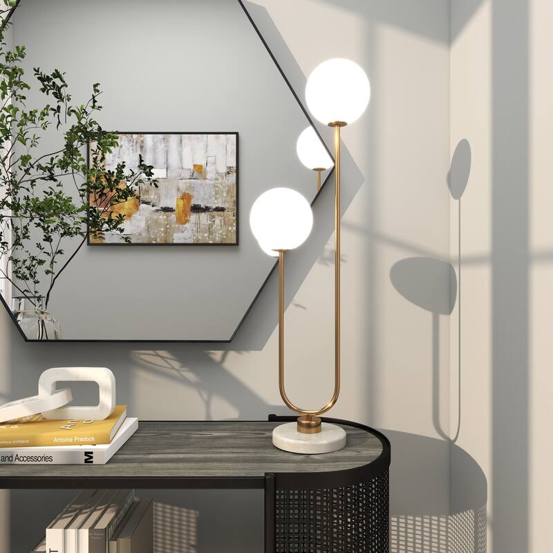 Stylish Metal Orb Light Table Lamp with Marble Base - Gold, Black, Silver