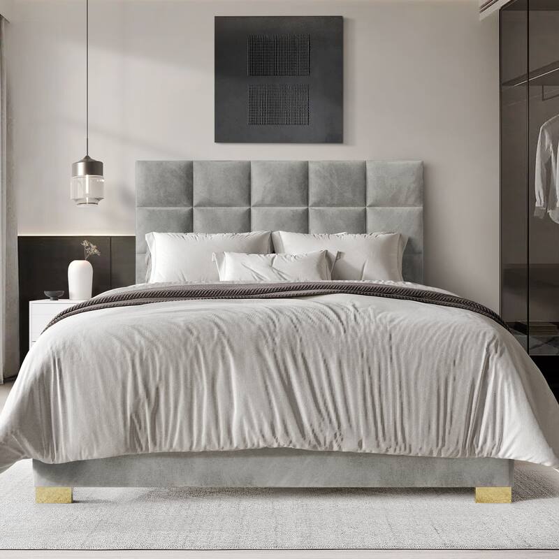 CraftPorch Modern Velvet Upholstered Bed