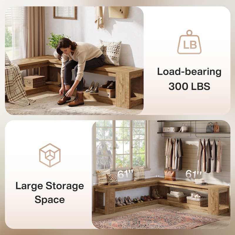 L Shaped Corner Bench with Storage