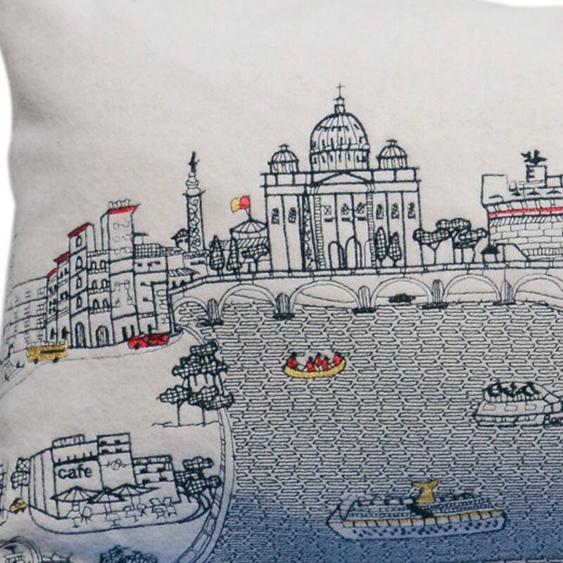HomeRoots 35" White Rome Daylight Skyline Lumbar Decorative Pillow