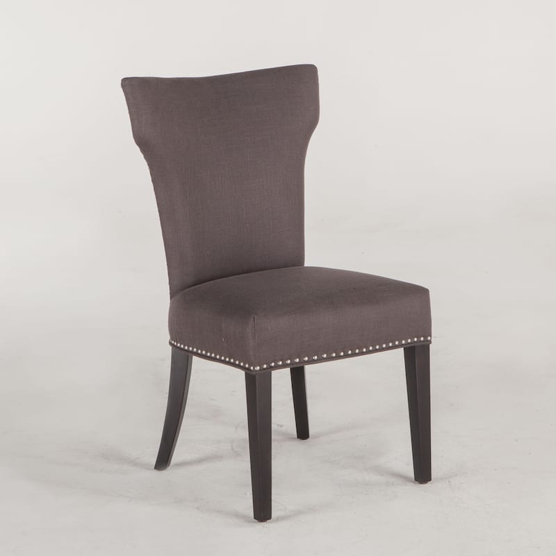 Quincy Set of Two Charcoal Grey Dining Chairs with Nailhead Trim