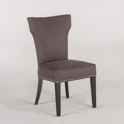 Quincy Set of Two Charcoal Grey Dining Chairs with Nailhead Trim