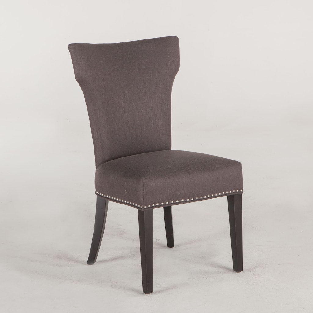 Quincy Set of Two Charcoal Grey Dining Chairs with Nailhead Trim