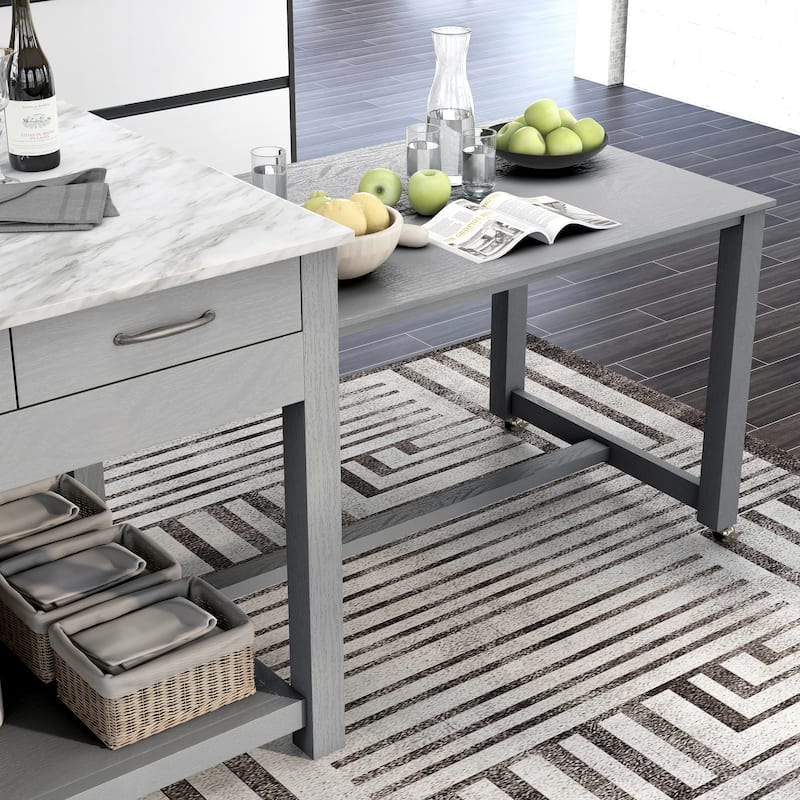 Graneger Farmhouse Wood Multi-Storage Kitchen Island by Furniture of America