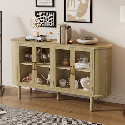 Storage Sideboard Cabinet Wood Buffet Cabinet with Glass Doors