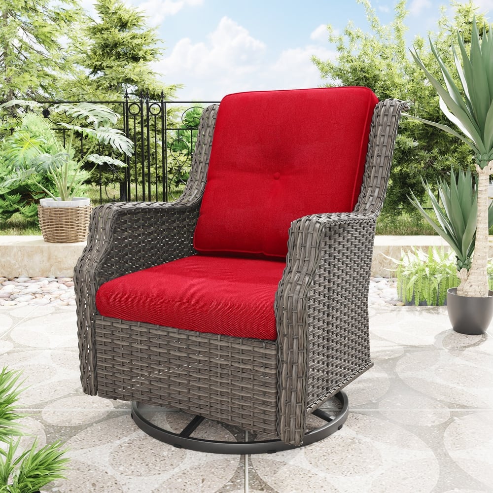 Cozywor Wicker Patio Outdoor Lounge Chair Swivel Rocking Chair