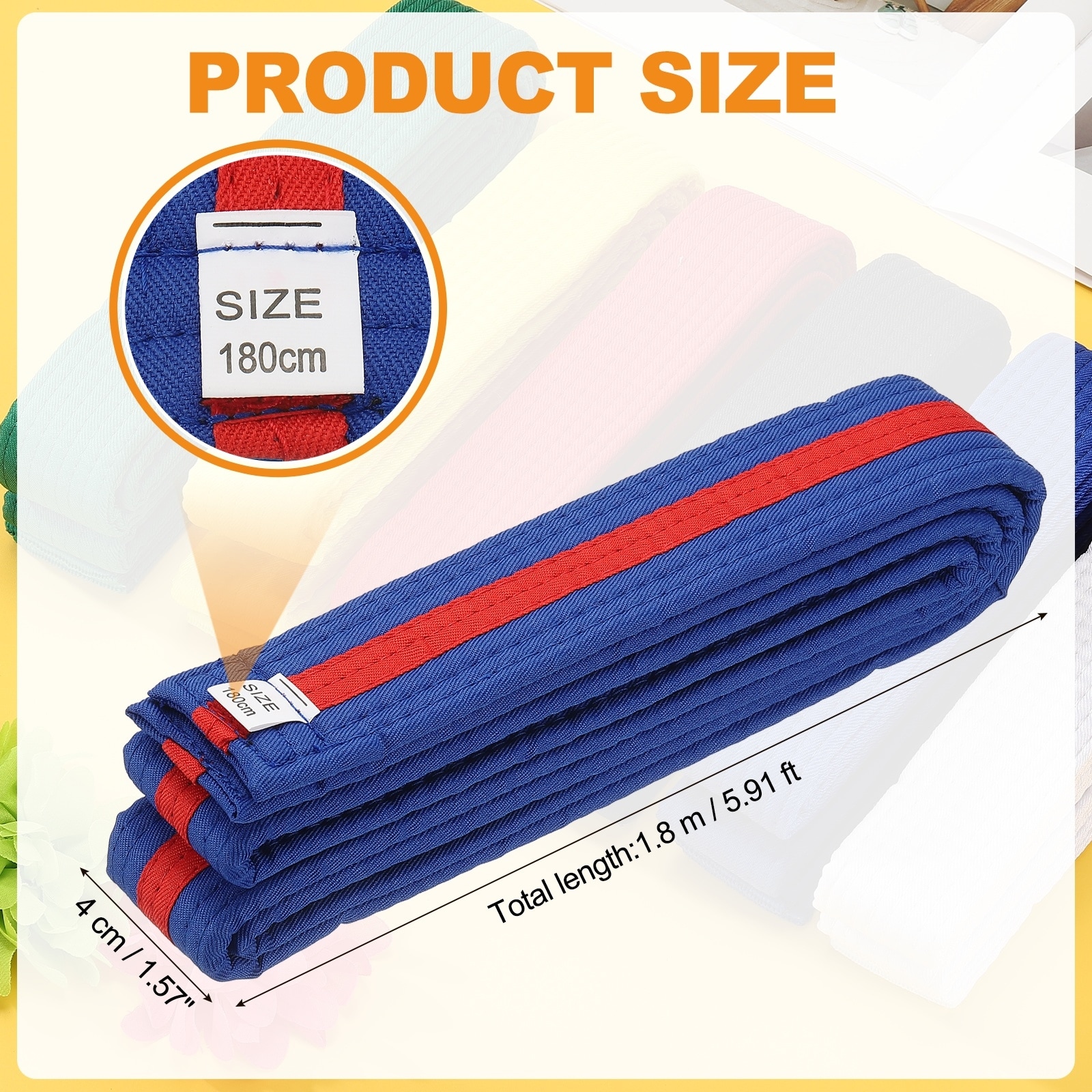 Karate Belt, Martial Arts Ranking Belts Solid Cotton Double-Layered Core Long Soft Uniform Training