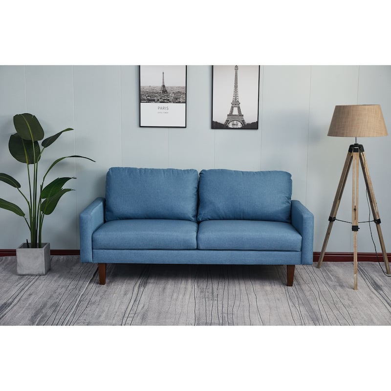 Adelaide 70'' Linen Square Arm Sofa - Sky Blue