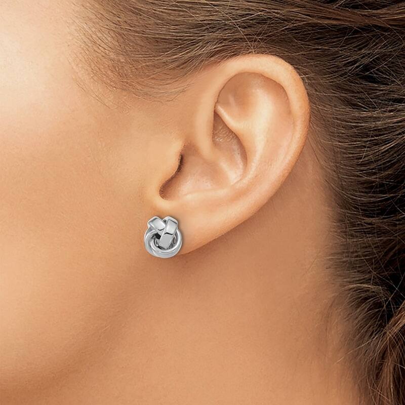 Curata 14k White Gold 12mm Polished Love Knot Post Earrings