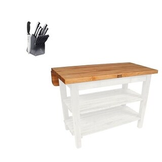 John Boos  KIB02 60x32 Butcher Block and Henckels Knife Set (Alabaster)