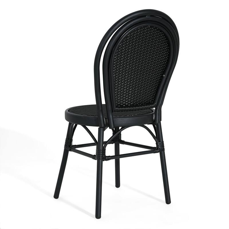 Scott Living Idle Hour Outdoor Black Bistro Chair Metal Frame Woven Wicker