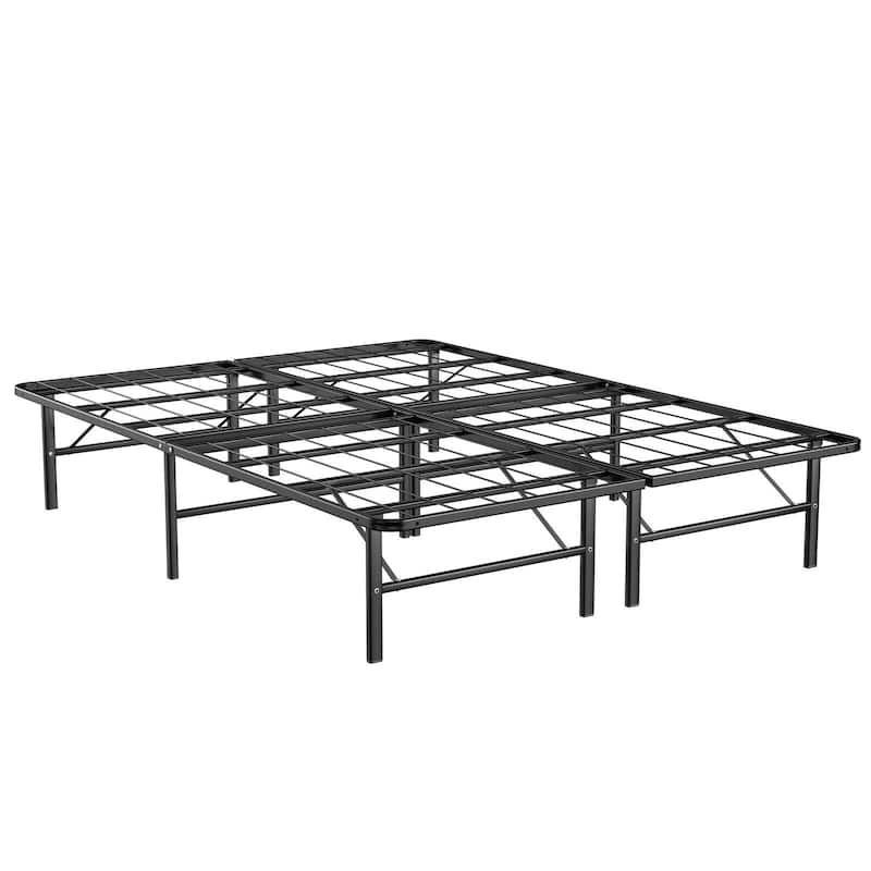 Gymax 14'' Twin/Full/Queen Size Metal Platform Bed Foldable Mattress