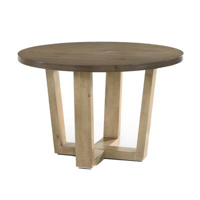 Tani 47 Inch Round Dining Table, Vintage Walnut Brown Top, Criss Cross Base