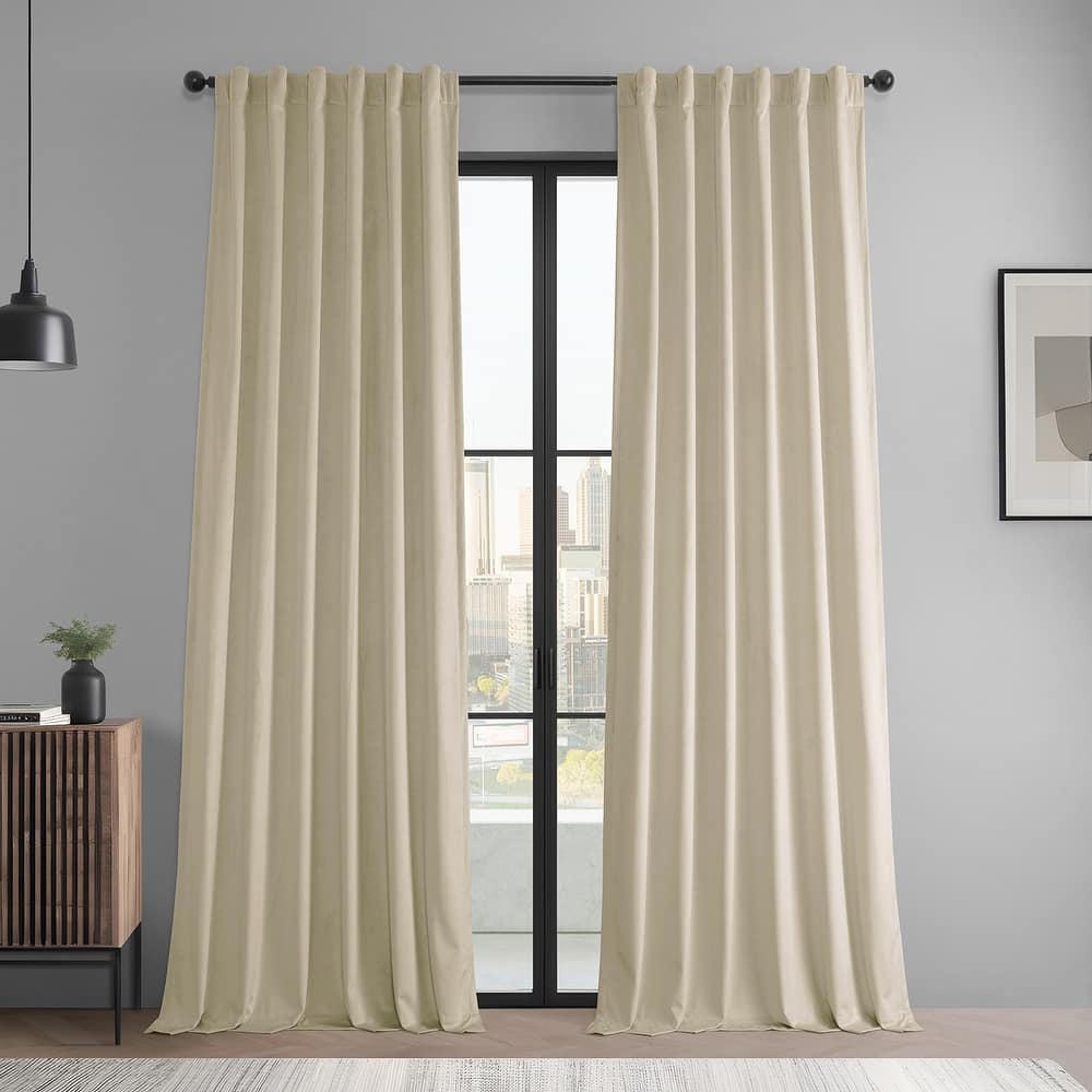 Exclusive Fabrics Basic Deluxe Velvet Room Darkening Curtain Pair - 2 Panels Window Curtains