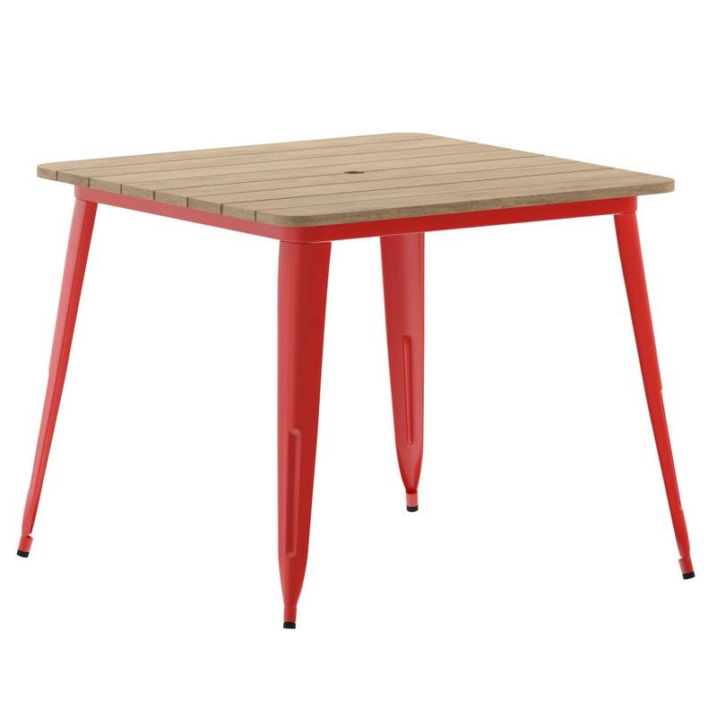 36" SQ Commercial Poly Resin Restaurant Table with Umbrella Hole - 36"W x 36"D x 30"H