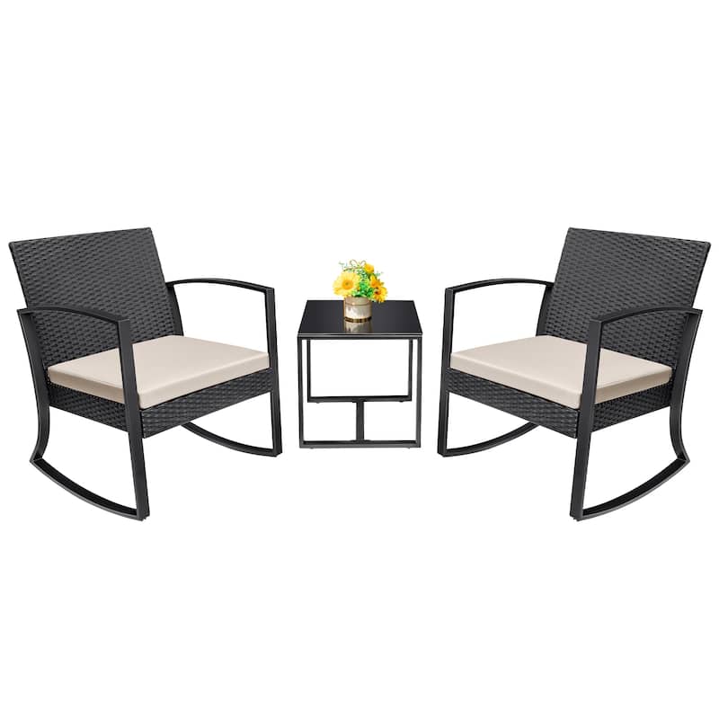 Homall Patio Furniture Set Outdoor Rocking Chair with Cushion Set of 3