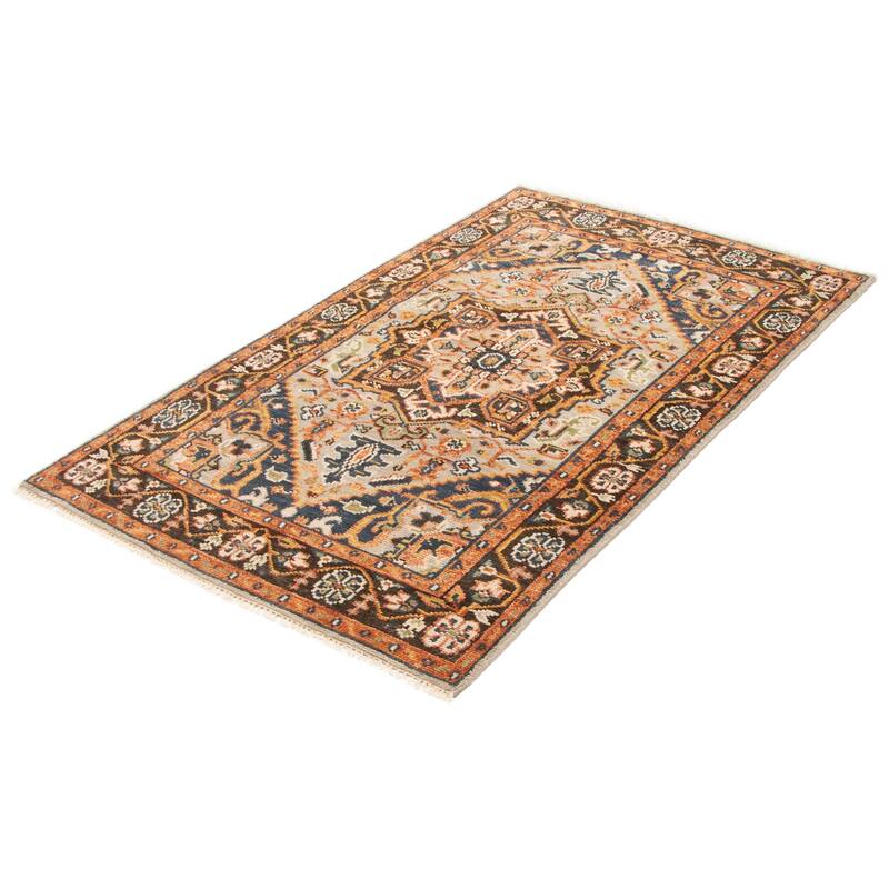 ECARPETGALLERY Hand-knotted Jules Serapi Light Grey Wool Rug - 4'10 x 8'1