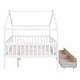 preview thumbnail 10 of 12, White Full Size Wooden House Bed with Two Drawers and Roof for Kids, Boys and Girls, Bedroom