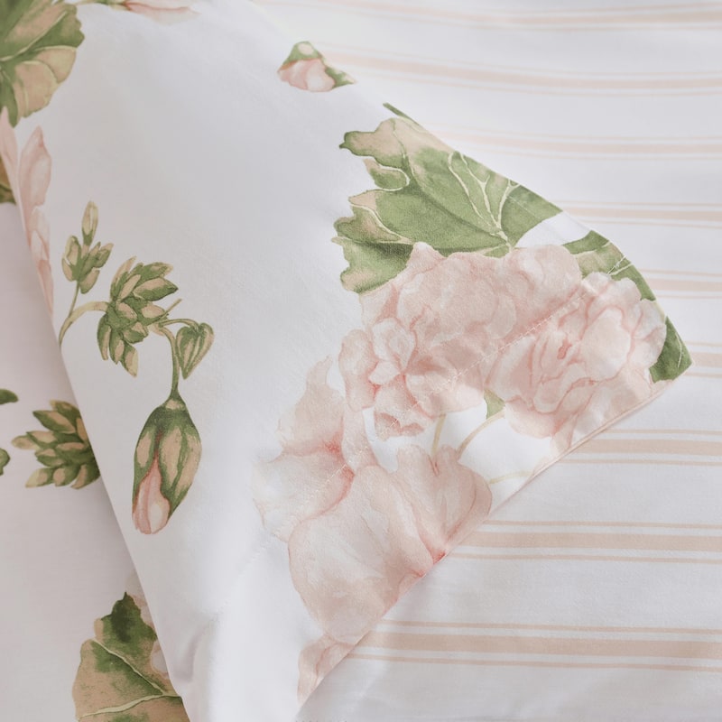 Martha Stewart Geranium Bloom Cotton Reversible Pink Comforter Set