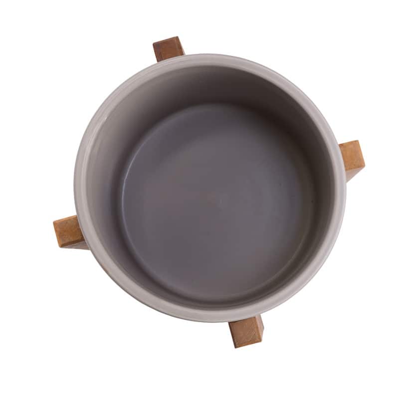 Liam Modern Ceramic Planter with Wood Legs