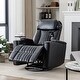 preview thumbnail 1 of 41, PU Leather Power Recline with LED Light Strip, Home Theater Seating Black