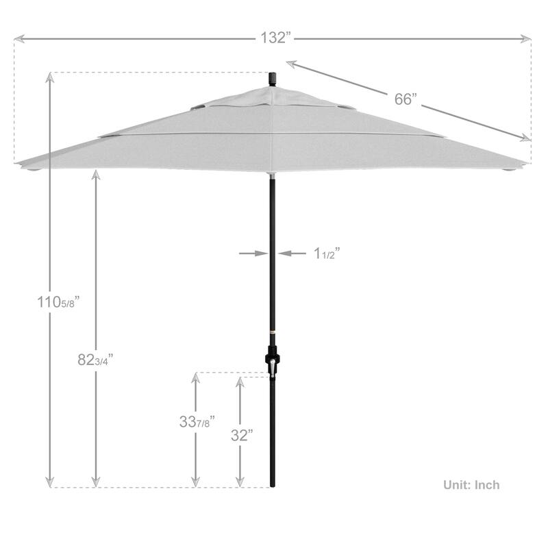 California Umbrella 11-Foot Round Aluminum, Crank Open Collar Tilt Patio Umbrella, Sunbrella Fabric