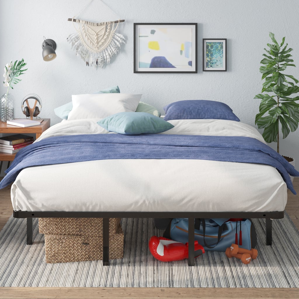 Priage by ZINUS Black Metal and Wood SmartBase® Euro Slats Mattress Foundation