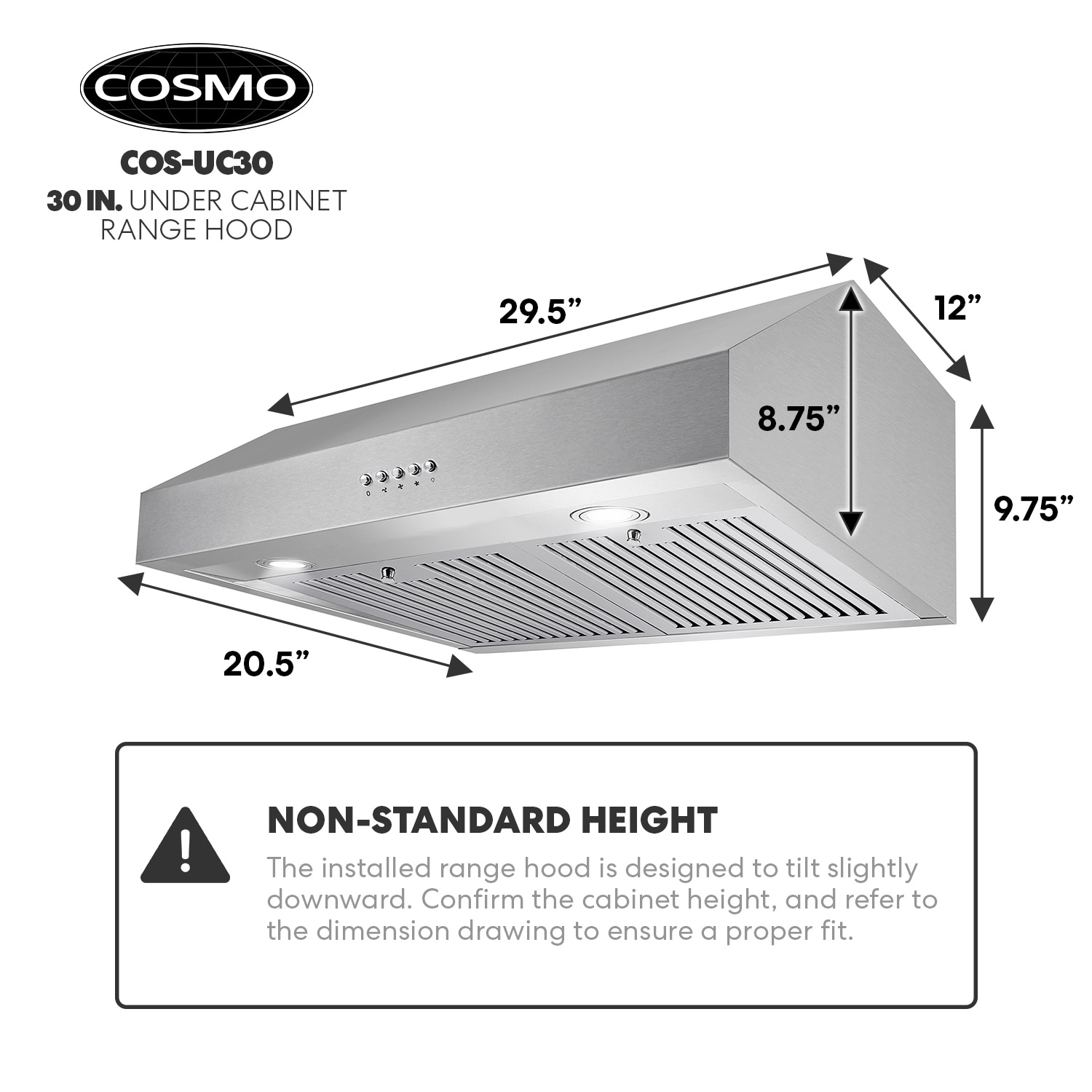 Cosmo 30 in. Ducted Under Cabinet Range Hood with 380 CFM, 3 Fan Speeds - 30  in. - On Sale - Bed Bath & Beyond - 10306102