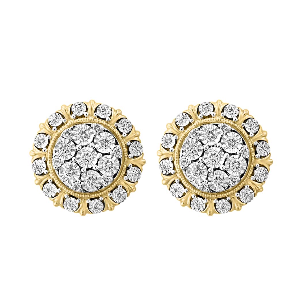Effy Women's 14k White & Yellow Gold Diamond Stud Earrings