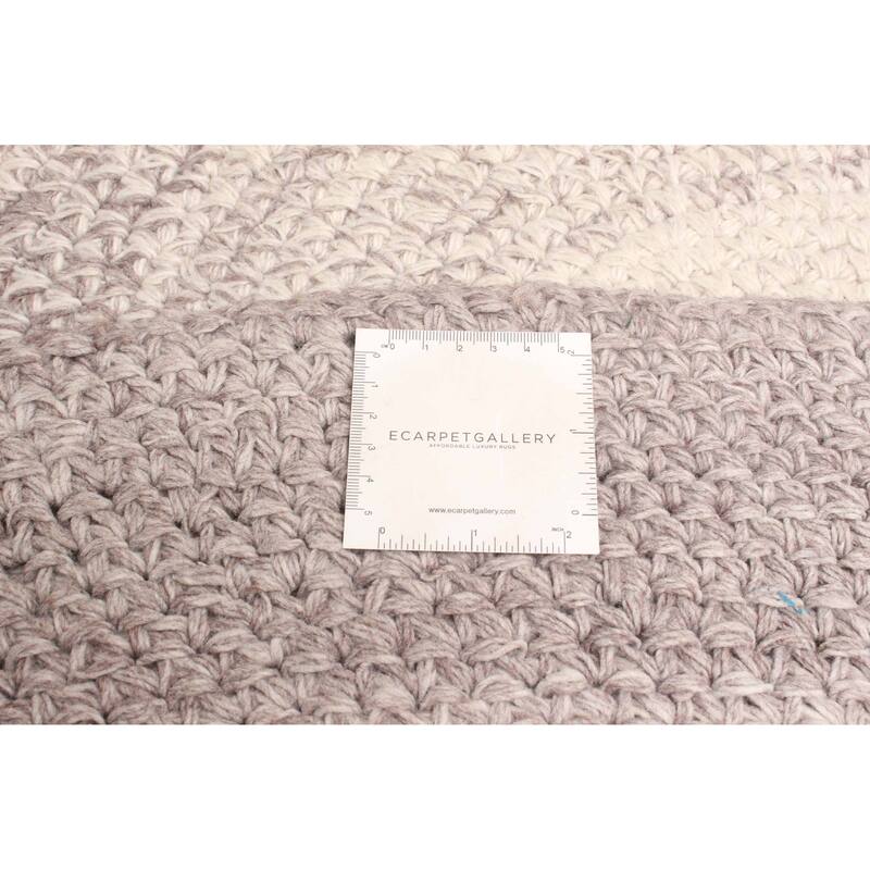 ECARPETGALLERY Braid weave Sienna Ivory Wool Rug - 4'0 x 4'0