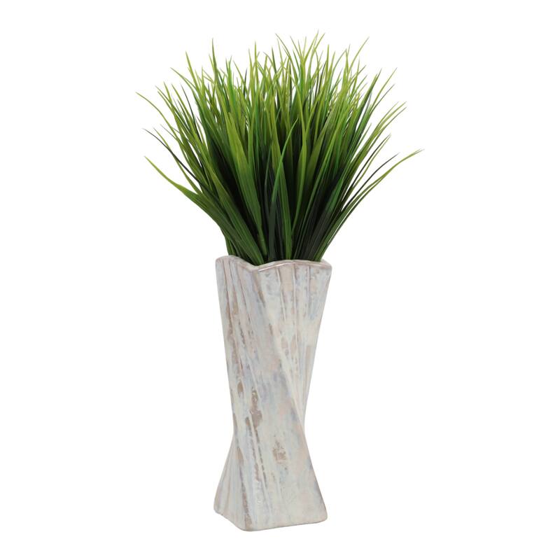 Decorative Vase - Ivory Ceramic Twist Design