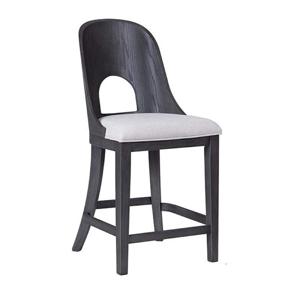 Zoko Counter Height Chair Set of 2, Curved Cut Out Back, Ash Gray Wood