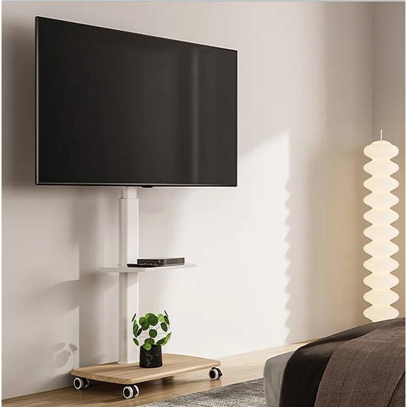 FITUEYES Rolling TV Floor Stand for 32 - 70 Inch TVs, with One Shelf and Upgraded 360° rotating wheels,Hold up to 88 lbs, - White