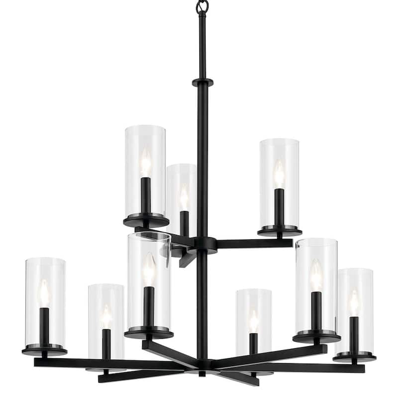 Kichler 44014 Crosby 9 Light 33" Wide Taper Candle Chandelier - Black