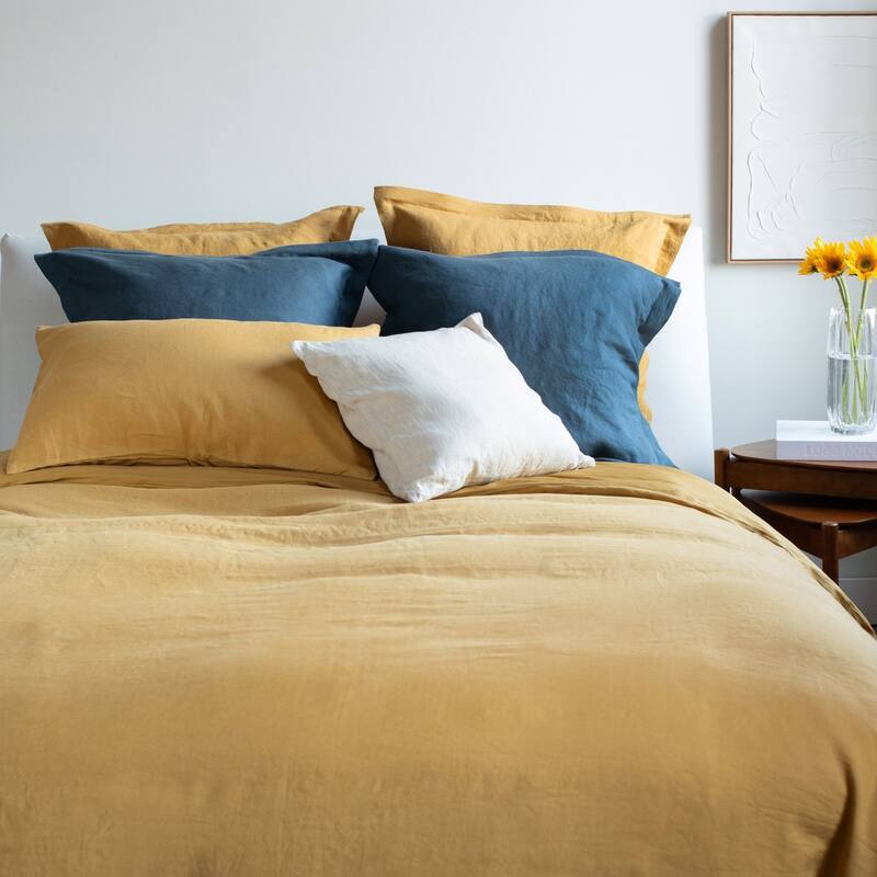 100% French Linen Flanged Euro Sham by BOKSER HOME