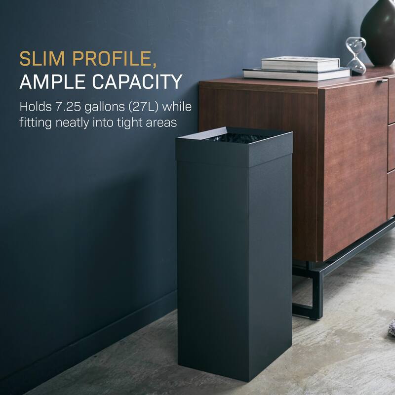 Yamazaki Home Trash Can, Steel, 7.25 gallons, 27 liters