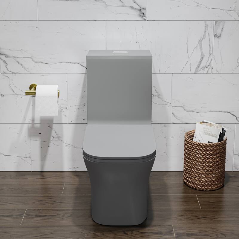 Concorde One Piece Square Toilet Dual Flush In Matte Grey 1.1/1.6 Gpf - 26.06" x 13.98" x 29.21"