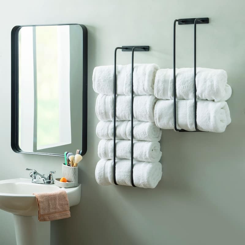 Tuttle Metal Wall MountTowel Rack (Set of 2) - Black