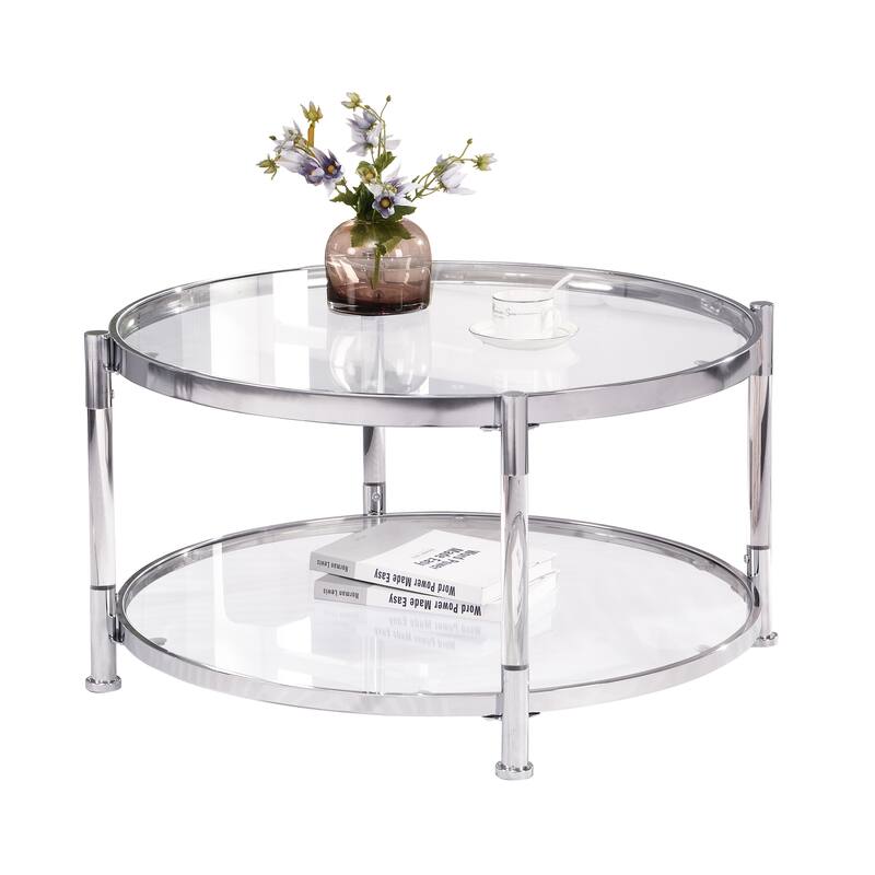 Acrylic End Table with Tempered Glass Top