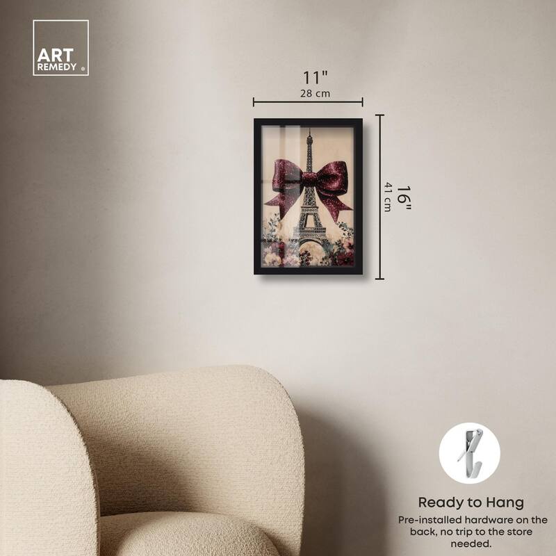 Sparkling Bow Eiffel Tower Shadowbox by Art Remedy