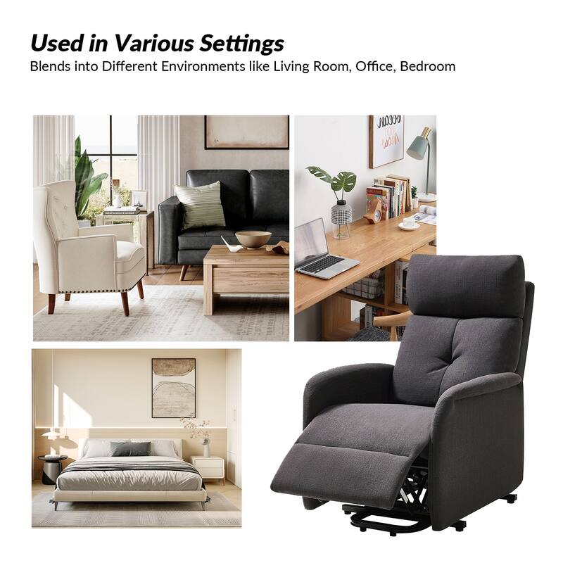 Elisa Mid-century Modern Power Remote Lift Assist Recliner with Metal Base