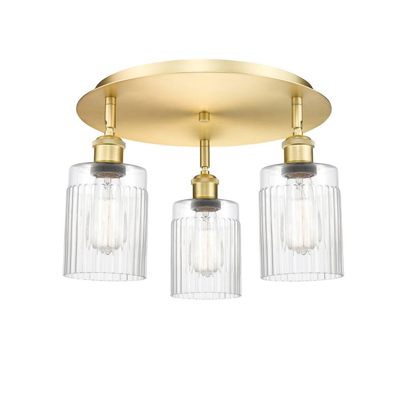 Innovations Lighting Hadley - 3 Light 16" Flush Mount - Clear/Satin Gold