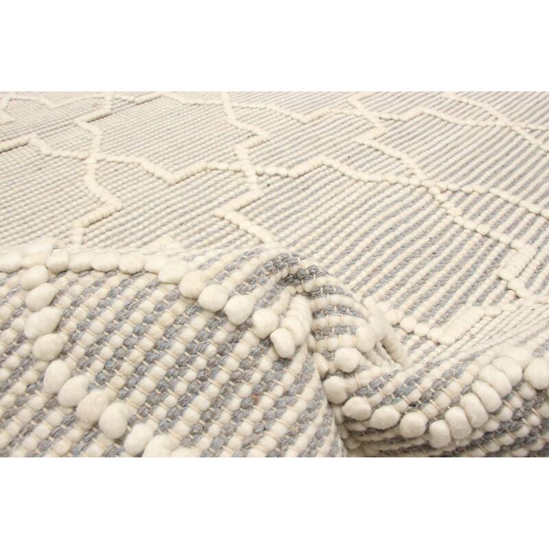ECARPETGALLERY Braid weave Sienna Grey Wool Rug - 5'0 x 7'11