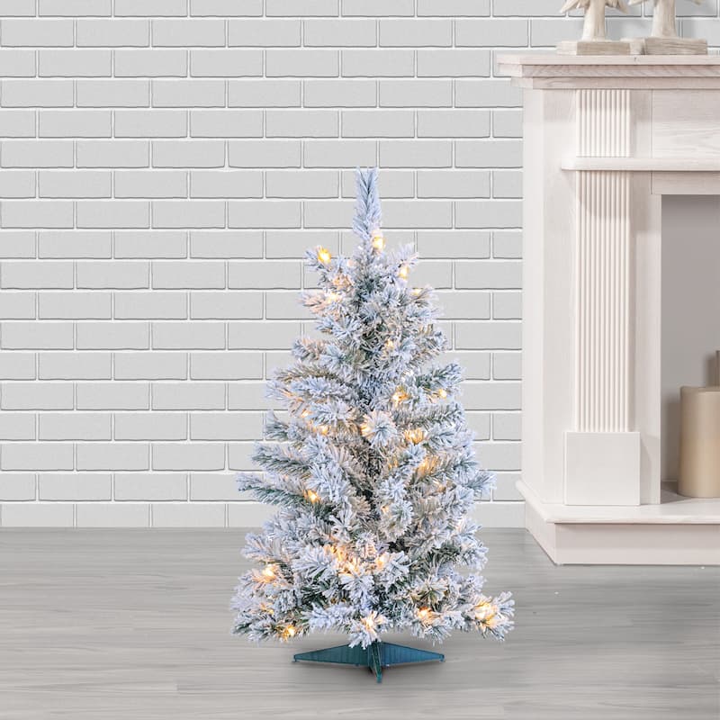 3 Foot Flocked Colorado Spruce with 50 UL Clear Lights. - N/A