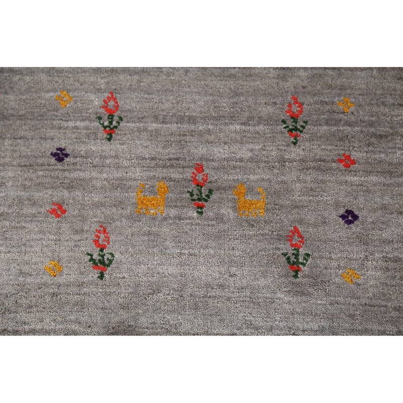 Tribal Gabbeh Indian Area Rug Handmade Silk Carpet - 8'0"x 9'8"