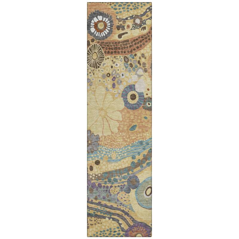 Machine Washable Indoor/ Outdoor Whimsy Floral Chantille Rug