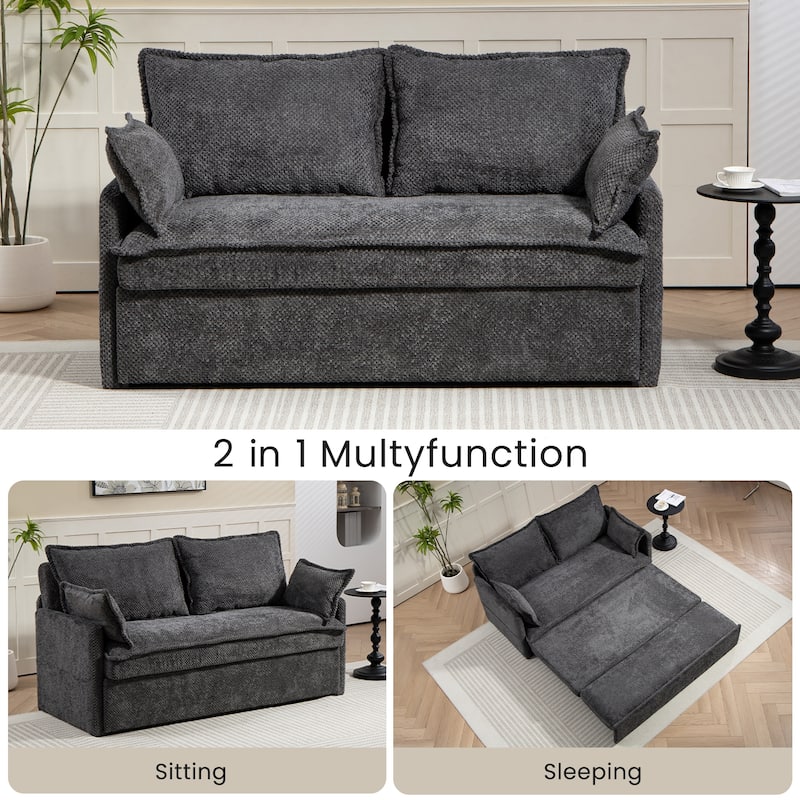 GDFStudio - Harper Lane Corduroy Convertible Sofa Bed with USB Charging & Side Storage for Cozy Apartment Living