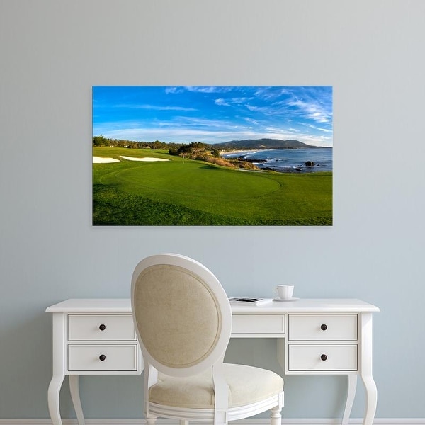 Easy Art Prints Panoramic Image '8th Hole at Pebble Beach Golf Links, Carmel Bay, Pebble Beach, California' Canvas Art