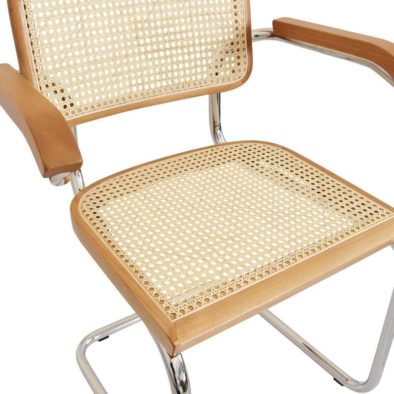 Breuer Chair Company Marcel Breuer Cesca Cane Cantilever Armchair Arm Chair w/ Chrome Steel Frame (Various Wood & Cane Colors)