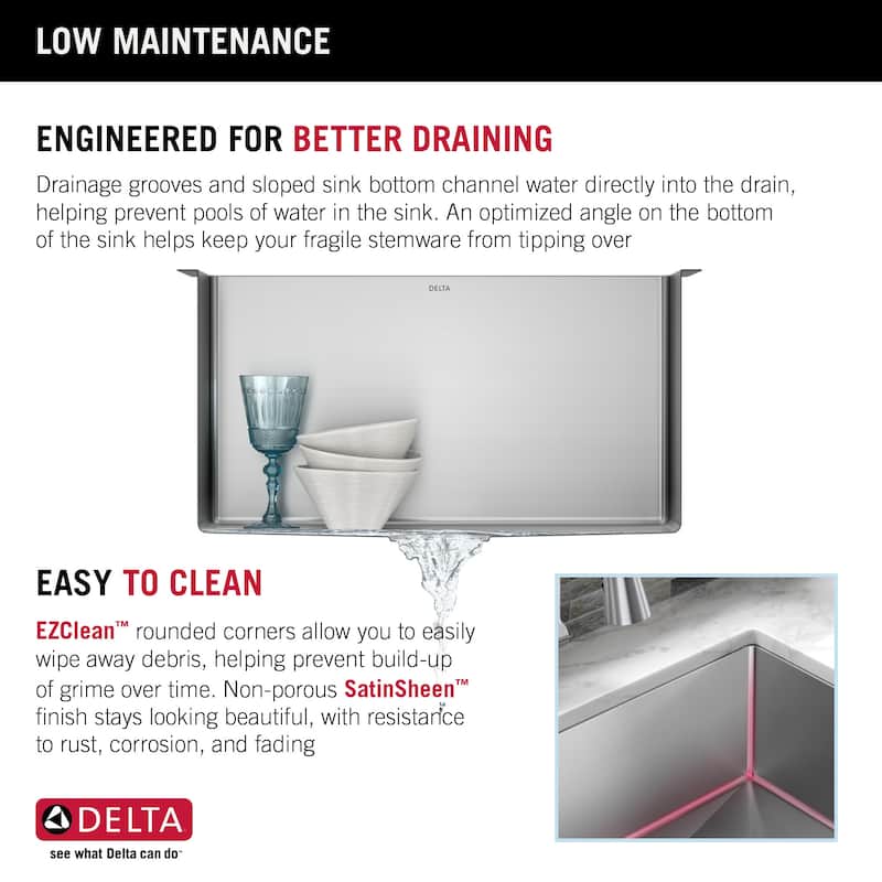 Delta 953034-24SL Lenta 24” Undermount 16 Gauge Stainless Steel Single